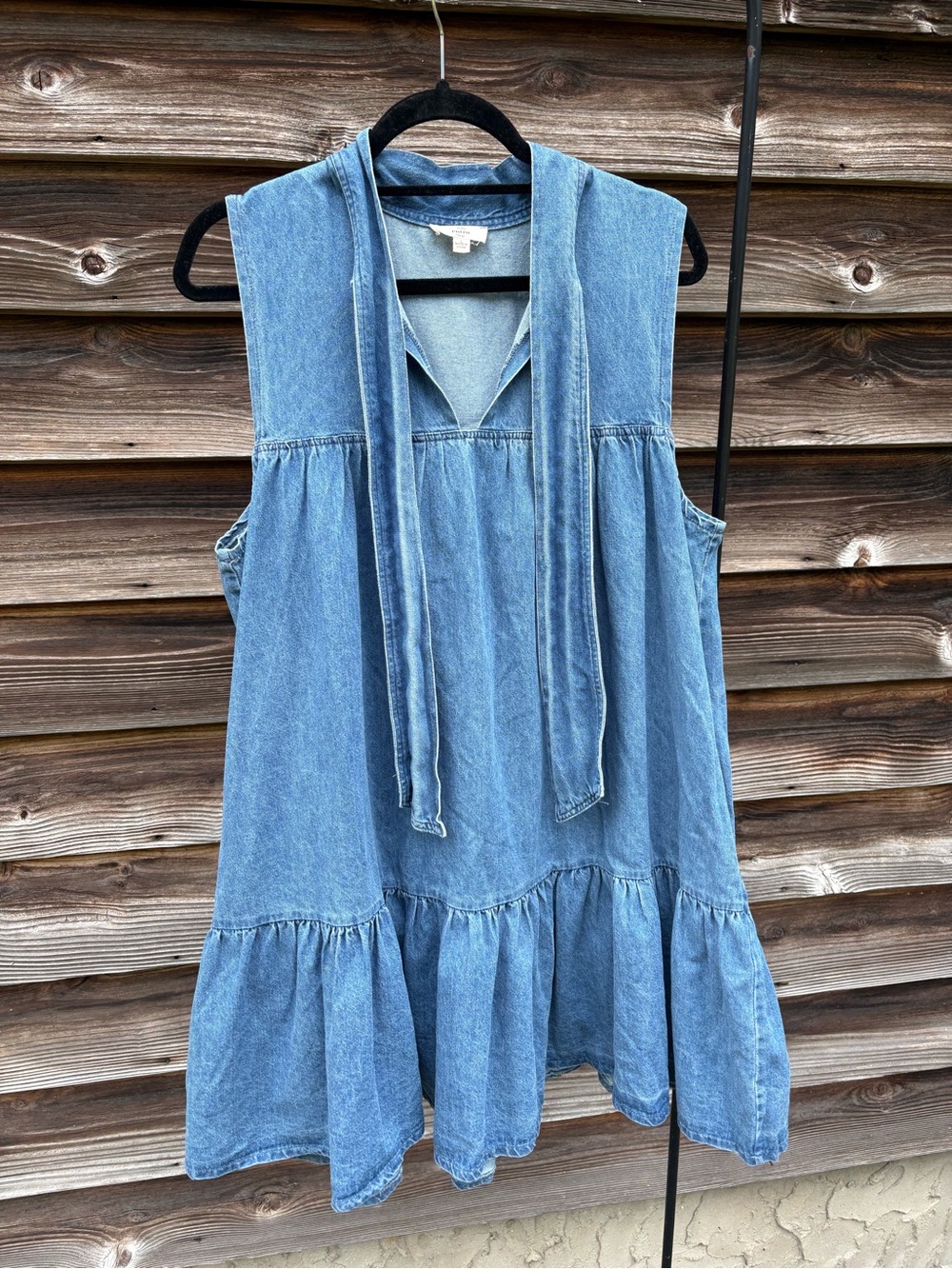 entro Light Blue Denim Tiered Sleeveless Tunic